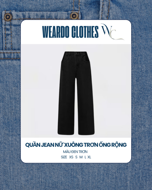 Quần Jean Nữ Xuông Trơn Ống Rộng - Hình ảnh 2