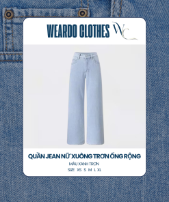 Quần Jean Nữ Xuông Trơn Ống Rộng