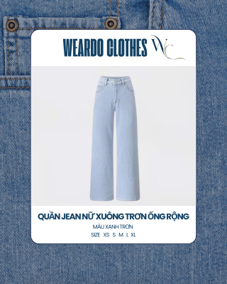 Quần Jean Nữ Xuông Trơn Ống Rộng