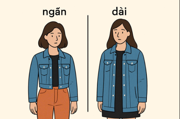 ảnh so sánh áo khoác jean nữ dáng ngắn dáng dài