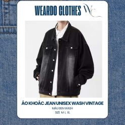 Áo Khoác Jean Unisex Wash Vintage