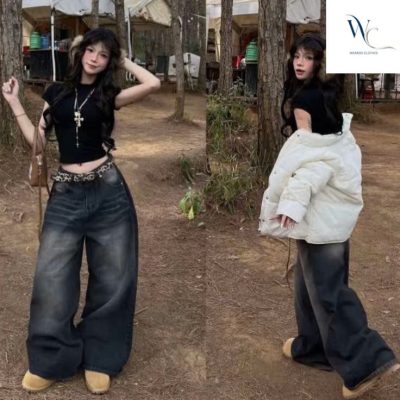 mix&max quần jean nữ cùng áo croptop