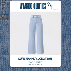 quần jean nữ suông trơn xanh nhạt
