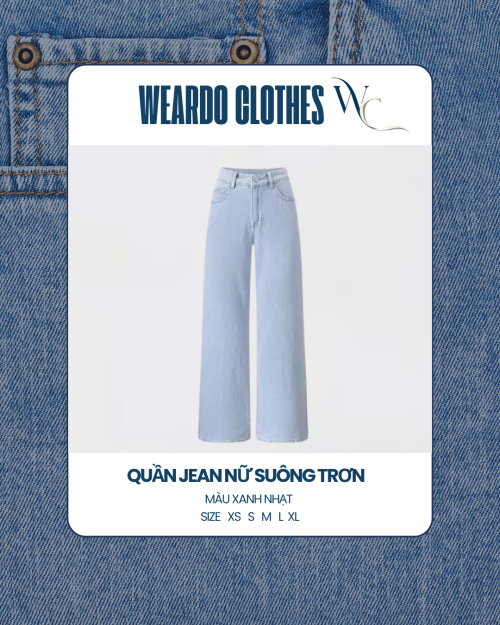 quần jean nữ suông trơn xanh nhạt