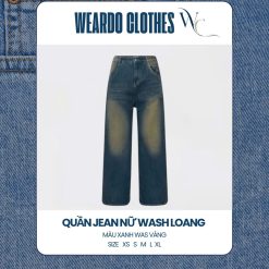 Quần Jean Nữ Wash Loang Cạp Cao Dáng Suông - Weardo Clothes