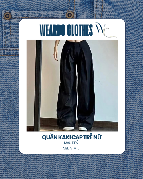 quần kaki cạp trễ nữ màu đen