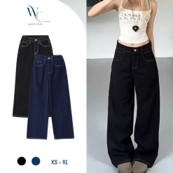quần jean nữ suộng rộng clothes đen