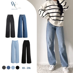Quần Jean Nữ Suông Trơn Basic Phong Cách Hàn Quốc Weardo Clothes