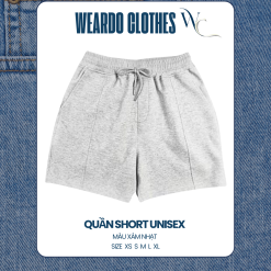 quần short unisex xám nhạt