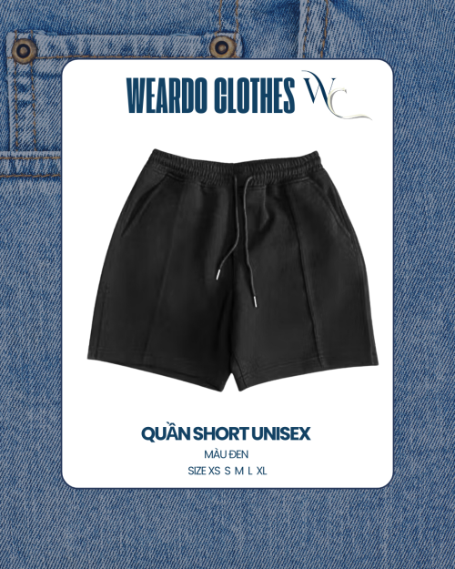 quần short unisex đen