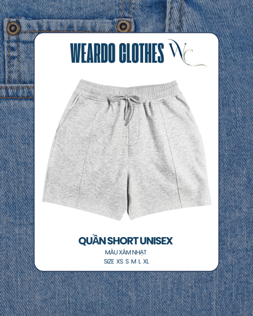 quần short unisex xám nhạt