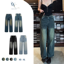 Quần Jean Nữ Wash Loang Cạp Cao Dáng Suông Weardo Clothes