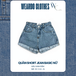 quần short jean basic nữ xanh đậm