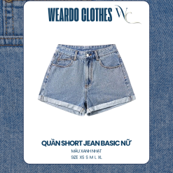 quần short jean basic nữ xanh nhạt