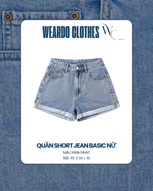 quần short jean basic nữ xanh nhạt