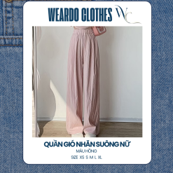quần giá nhăn suông màu hồng