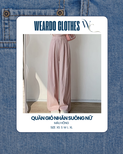 quần giá nhăn suông màu hồng