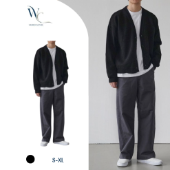 Áo cardigan len nam màu đen oversize Weardo Clothes