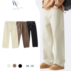 Quần Jean Suông Rộng, Quần Bò Ống Rộng Weardo Clothes 3 Màu Mới Kem, Nâu, Đen Chỉ Vàng Chất Denim